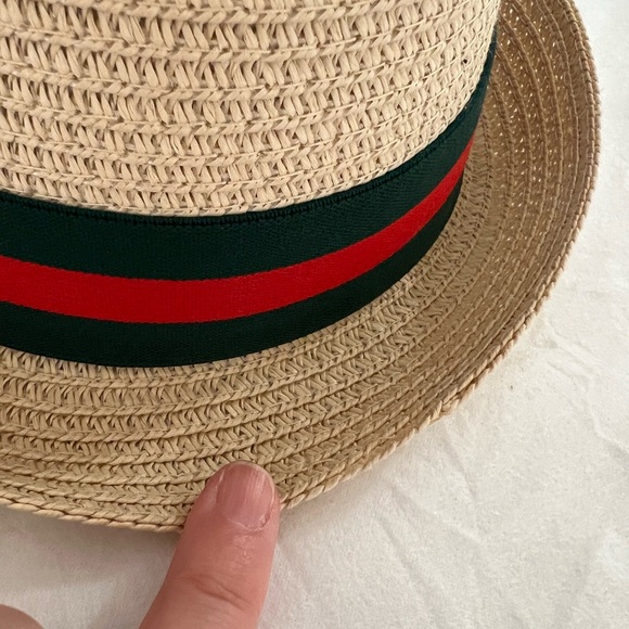 Straw Fedora with Red and Green Band - Picture 6 of 6